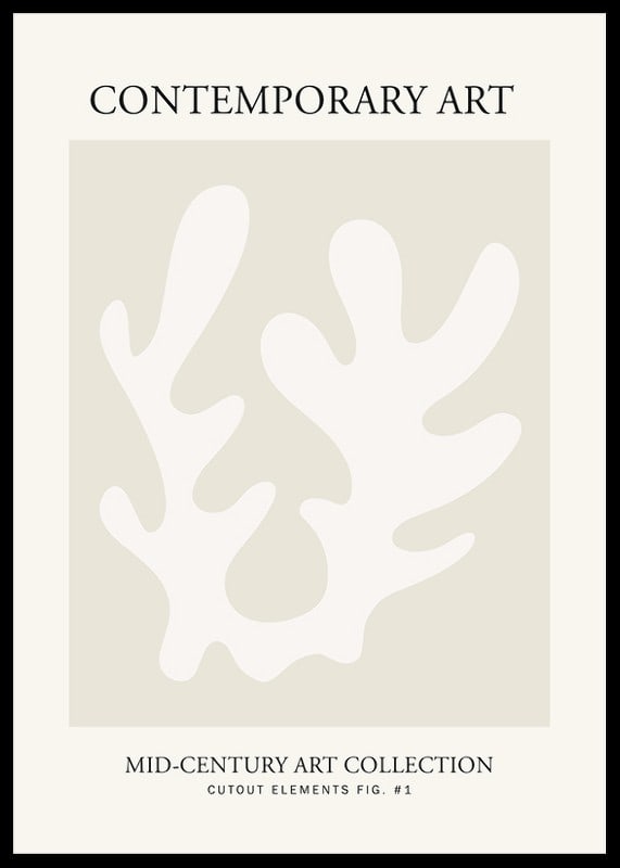 Abstract white leaf shape on beige background in graphic style-12