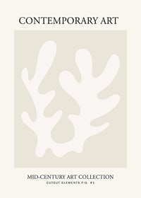 Abstract white leaf shape on beige background in graphic style-1