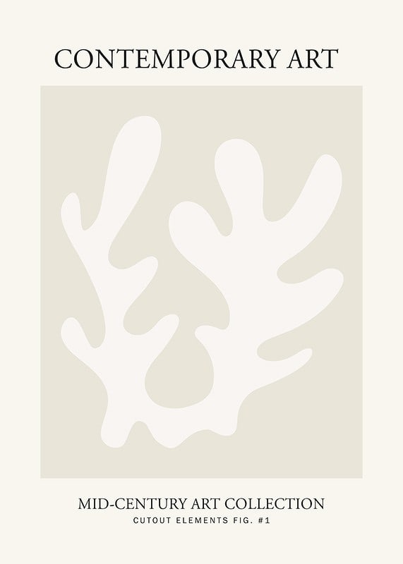 Abstract white leaf shape on beige background in graphic style-12
