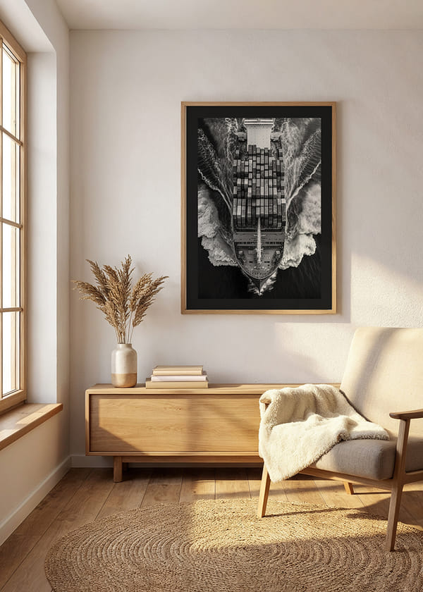 Poster Cargo Ship BW crossfade