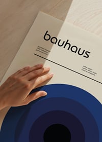 Abstract circles in blue tones with bauhaus typography at the top-3