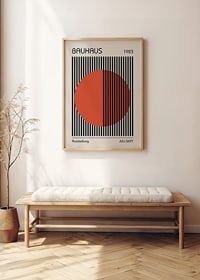 Grafisk Bauhaus-inspirerad illustration med röd cirkel och svarta linjer-2
