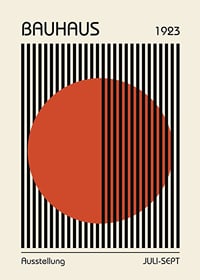 Grafisk Bauhaus-inspirerad illustration med röd cirkel och svarta linjer-1