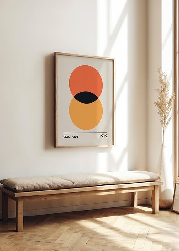 Två överlappande cirklar i orange och gult, Bauhausstil-12