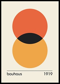 Två överlappande cirklar i orange och gult, Bauhausstil-0