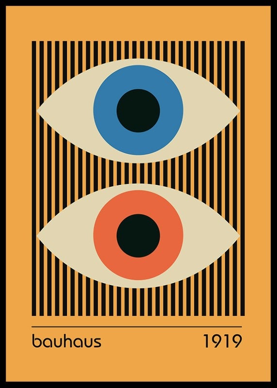 Graphic illustration with two abstract eyes in blue and orange-12