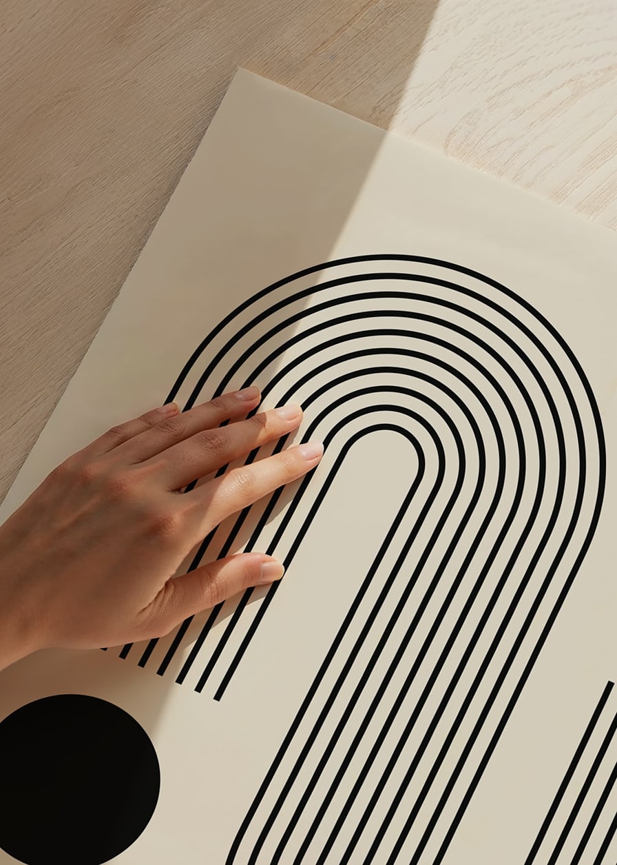 Grafisk Bauhaus-inspirerad illustration med linjer och cirklar-12