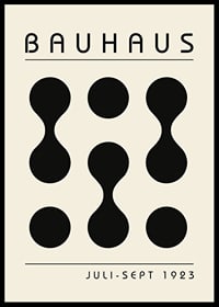 Graphic Bauhaus design with black circles on beige background-0