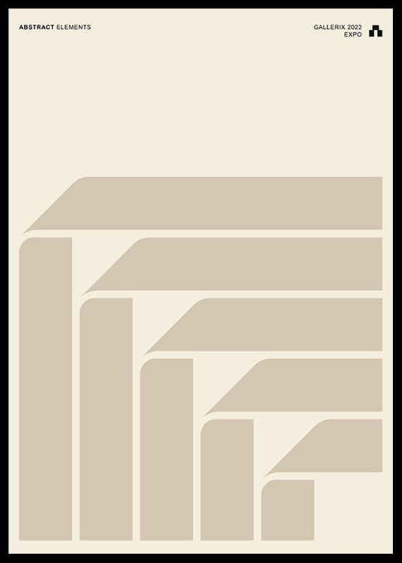 Abstract geometric shapes in beige on light sand colored background-12