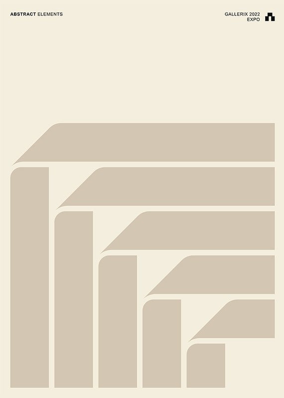 Abstract geometric shapes in beige on light sand colored background-12