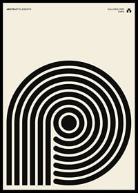 Graphic motif with black circular lines on beige background-0