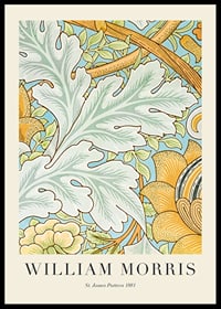 Dense symmetrical pattern with stylized blue and yellow acanthus leaves and small flowers against a light background-0