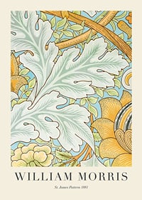 Dense symmetrical pattern with stylized blue and yellow acanthus leaves and small flowers against a light background-1