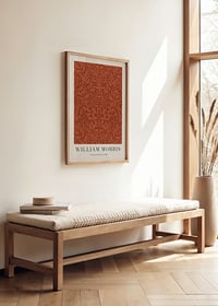 Dense, graphic pattern with acorns and oak leaves in rust red and beige tones against a dark background-2