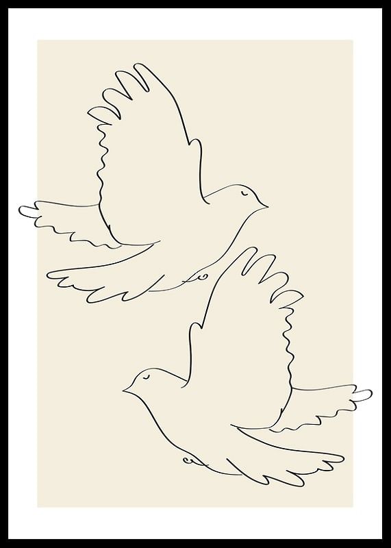 Doves Line Drawing-12