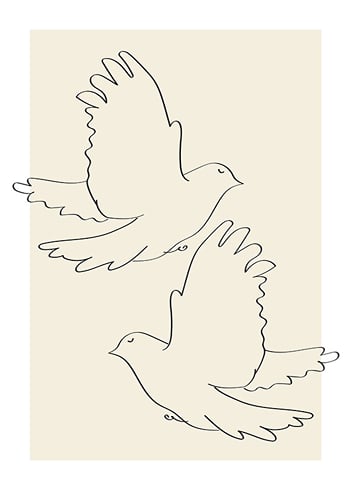 Plakat Doves Line Drawing