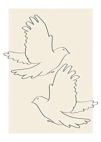 Poster Doves Line Drawing