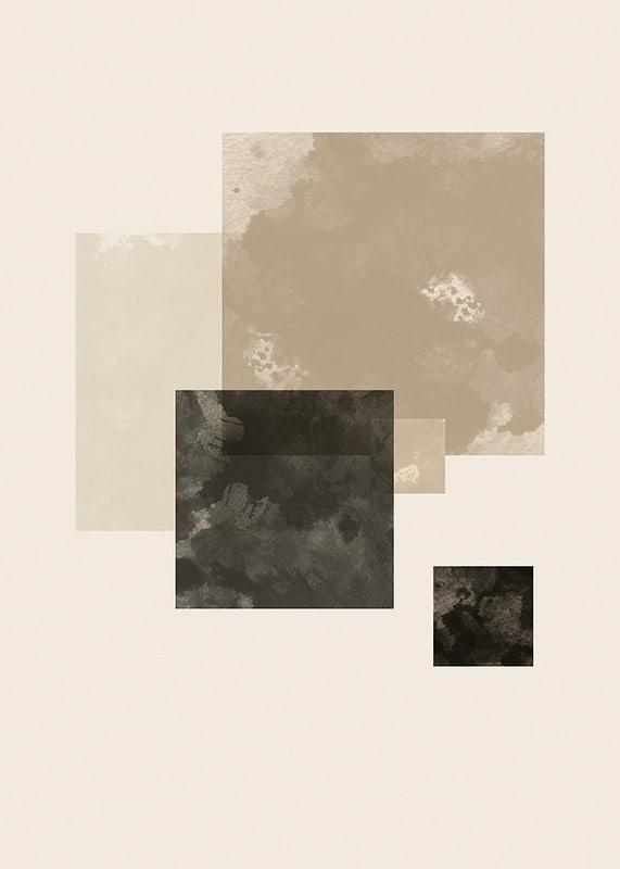 Watercolor painted geometric squares in beige and black-12