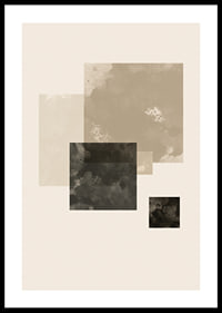 Watercolor painted geometric squares in beige and black-0