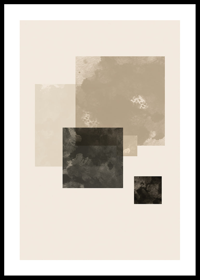 Watercolor painted geometric squares in beige and black-12