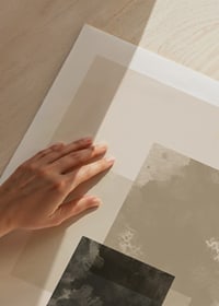 Watercolor painted geometric squares in beige and black-9