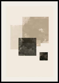 Aquarell gemalte geometrische Quadrate in Beige und Schwarz-2