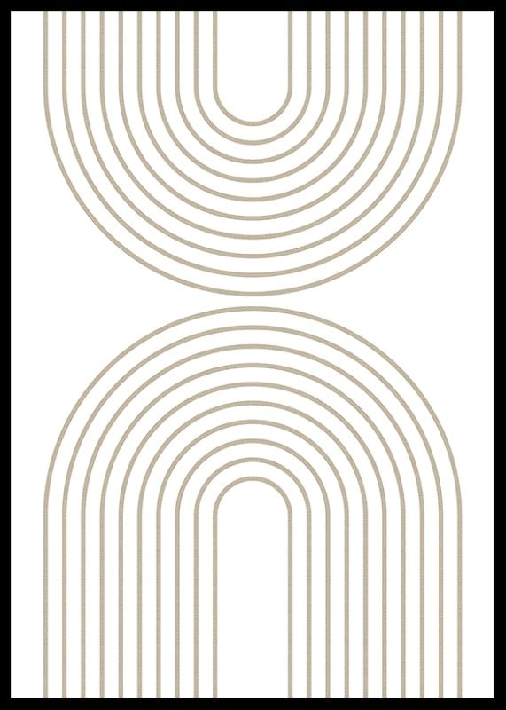 Abstract arc-shaped lines in beige on white background-12