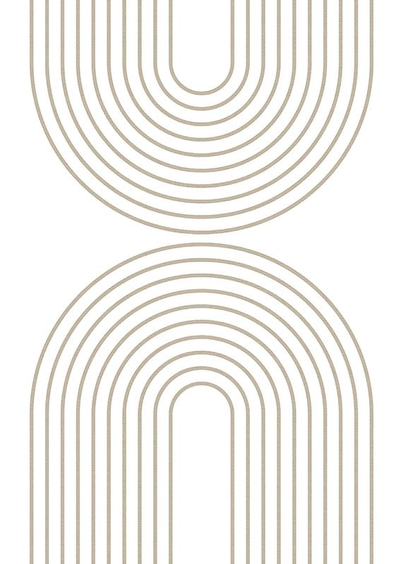 Abstract arc-shaped lines in beige on white background-12