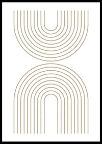 Abstract arc-shaped lines in beige on white background-0