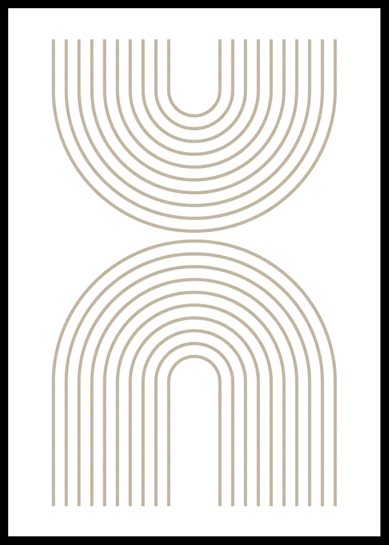 Abstract arc-shaped lines in beige on white background-12