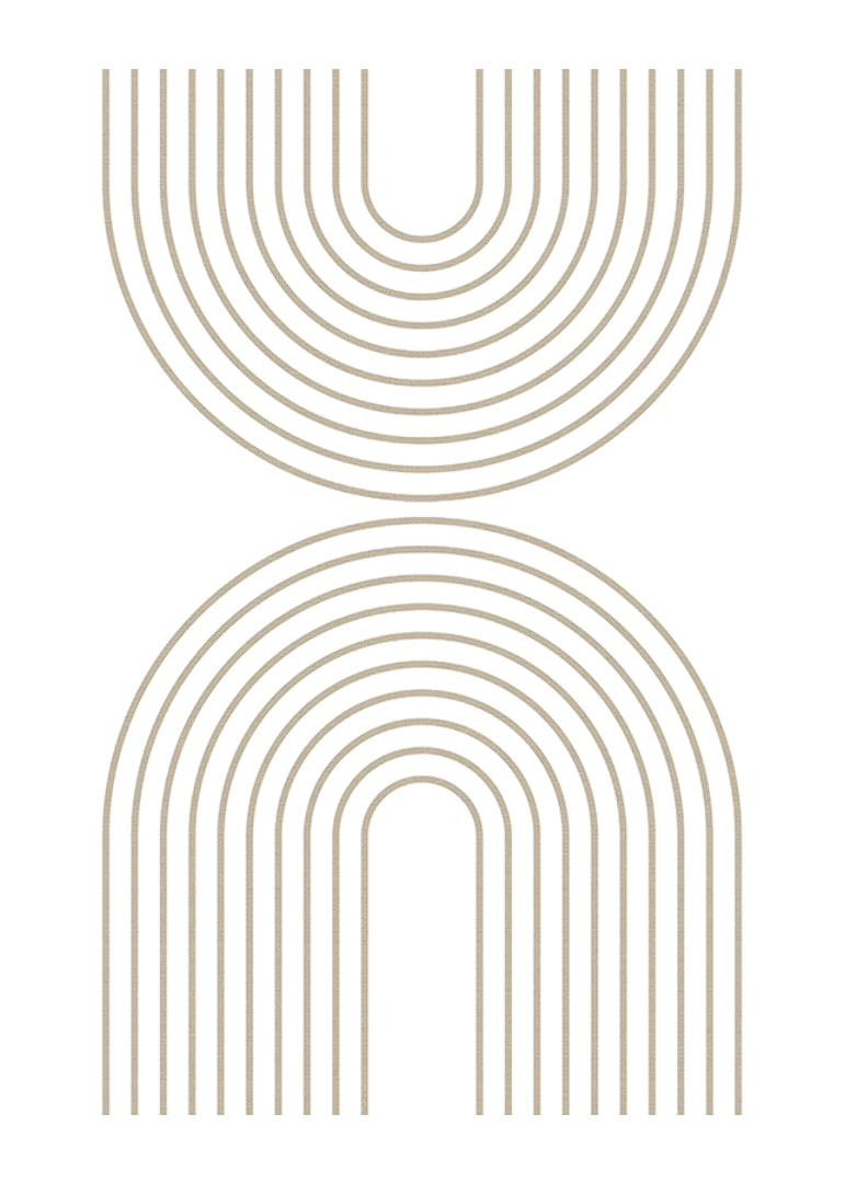 Abstract arc-shaped lines in beige on white background-12