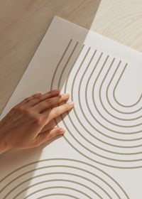 Abstract arc-shaped lines in beige on white background-9