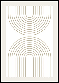 Abstract arc-shaped lines in beige on white background-2