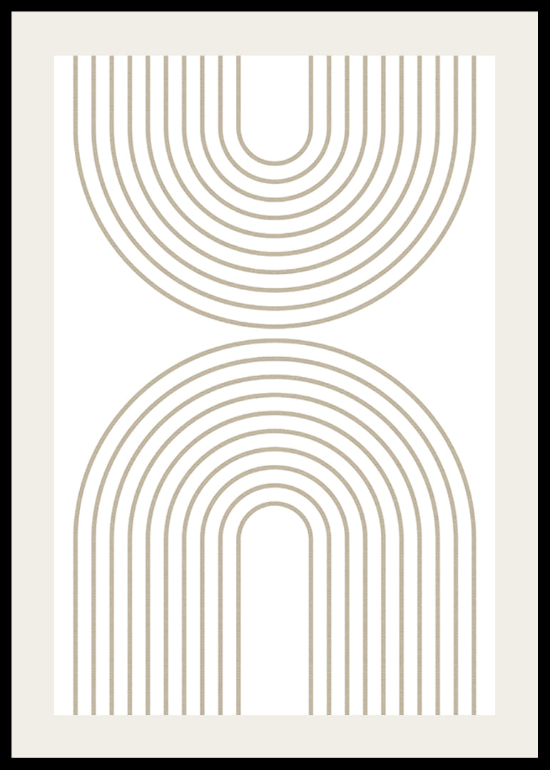 Abstract arc-shaped lines in beige on white background-12