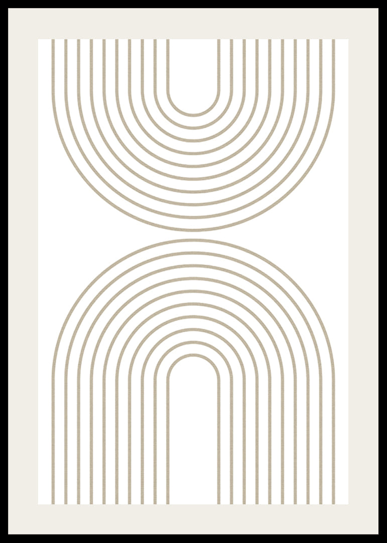 Abstrakta bågformade linjer i beige på vit bakgrund-12