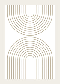 Abstract arc-shaped lines in beige on white background-3
