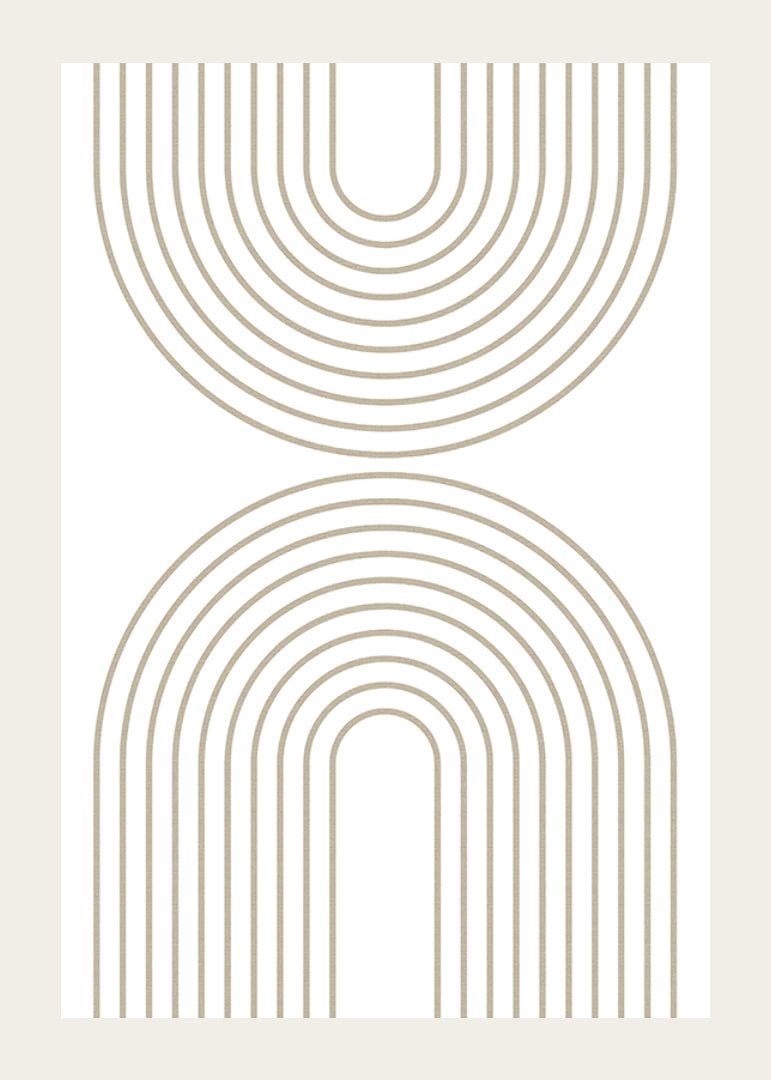 Abstract arc-shaped lines in beige on white background-12