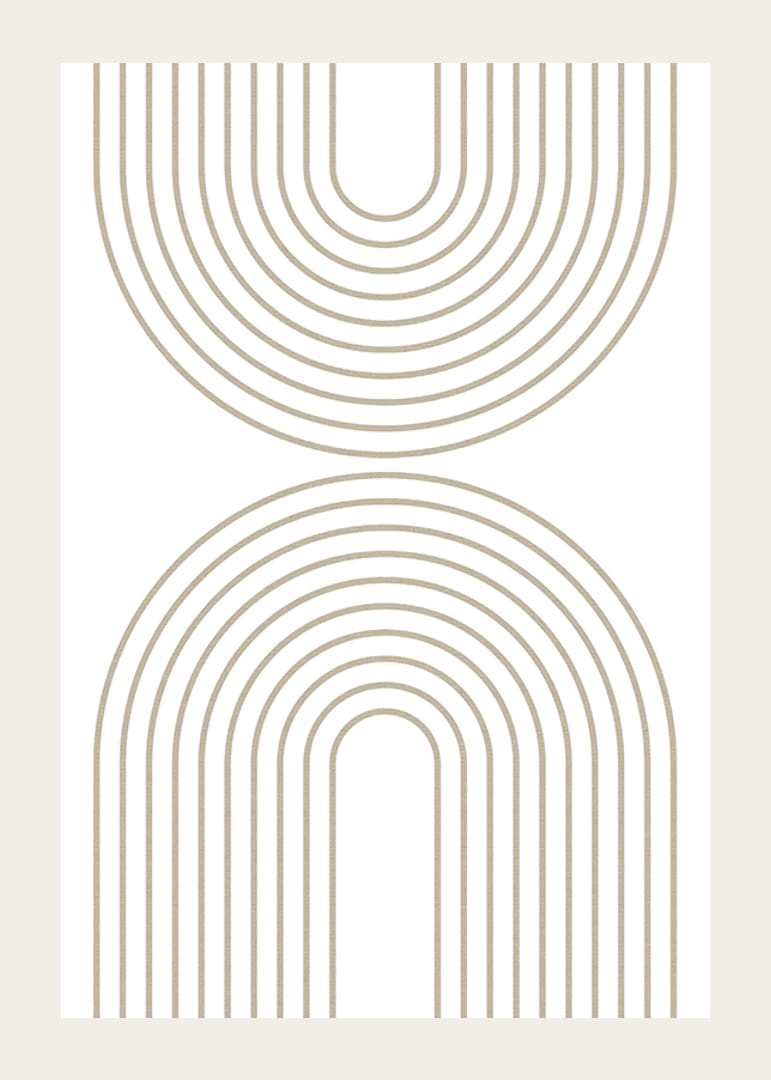 Abstrakta bågformade linjer i beige på vit bakgrund-12