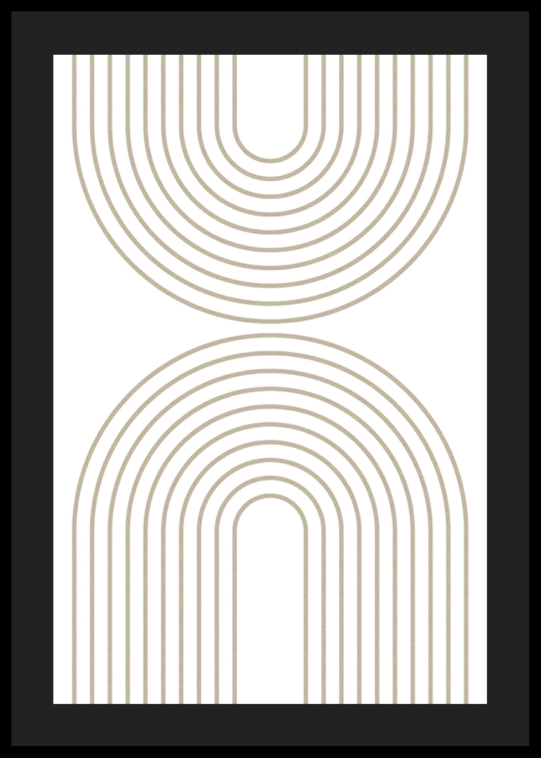 Abstract arc-shaped lines in beige on white background-12
