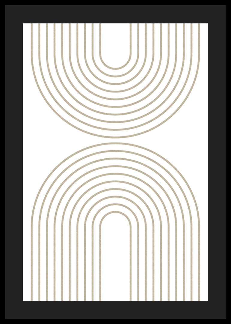 Abstrakta bågformade linjer i beige på vit bakgrund-12