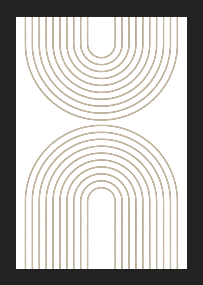 Abstract arc-shaped lines in beige on white background-12