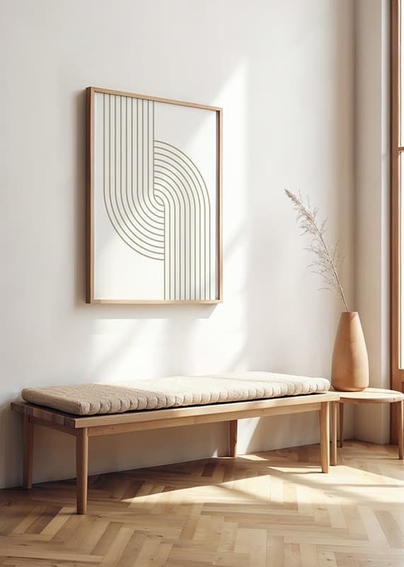 Abstract lines in beige forming curved shapes on white background-12