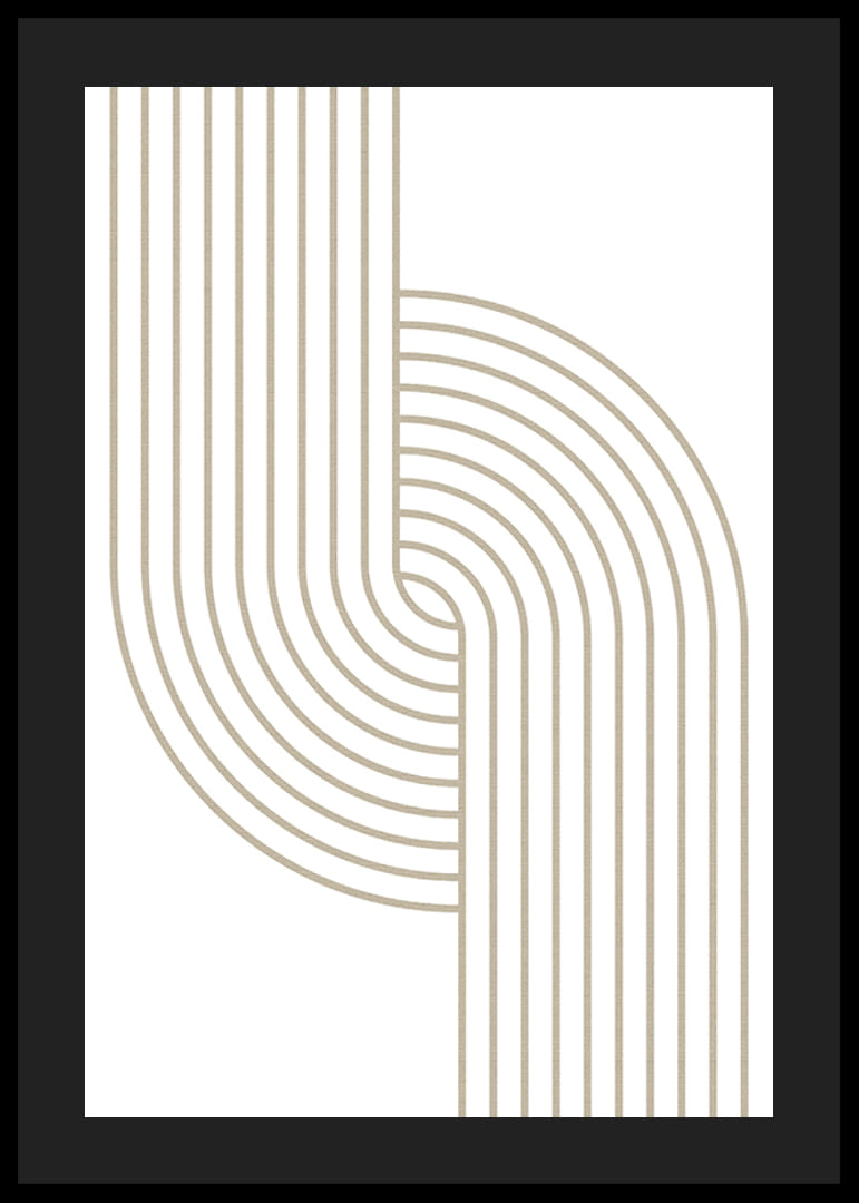 Abstraktit beigenväriset viivat, jotka muodostavat kaarevia muotoja valkoisella taustalla-12