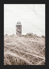 Photographic motif of lighthouse behind waving dry grass field-5