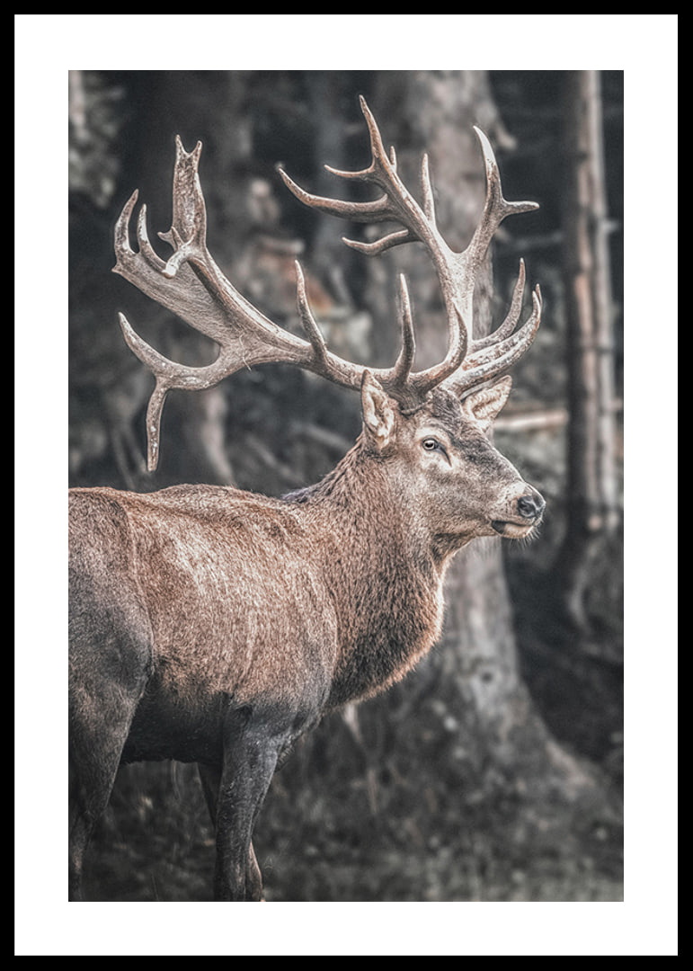 Cerf rouge photoréaliste avec de grands bois dans un environnement forestier-12