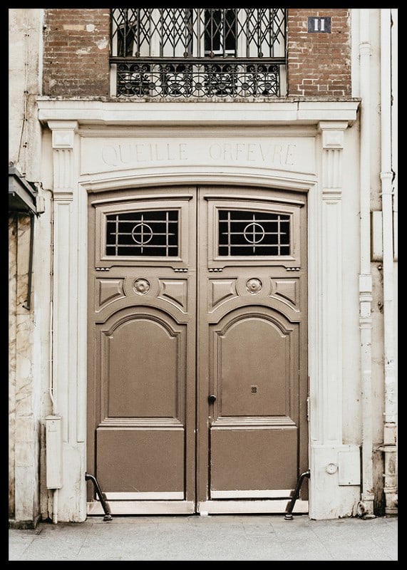 Photograph of classic brown gate in Paris with decorative details-12