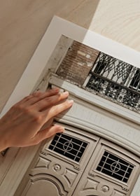 Photograph of classic brown gate in Paris with decorative details-9
