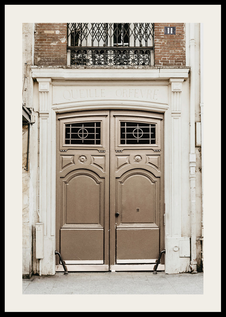 Photograph of classic brown gate in Paris with decorative details-12