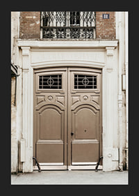 Photograph of classic brown gate in Paris with decorative details-5