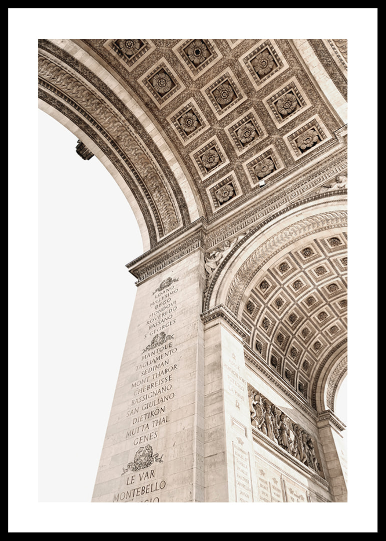 Photograph of the inner vault of the Arc de Triomphe in beige tones-12